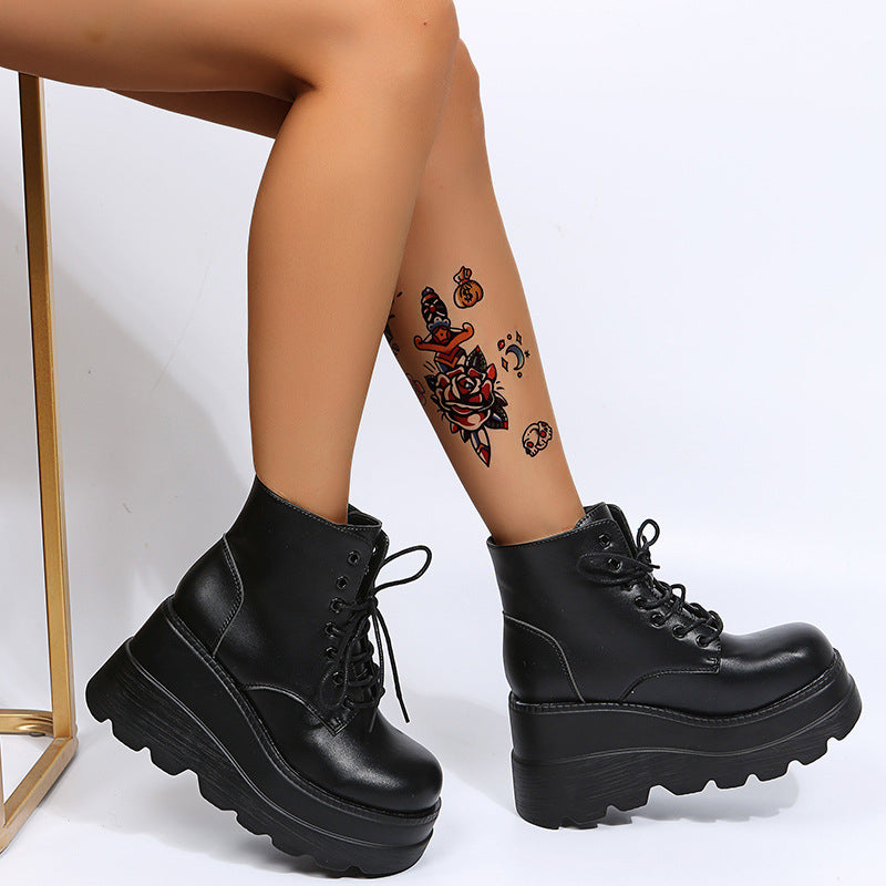 2026 Winter New Women's Comfortable & Stylish High-Top Wedge Boots